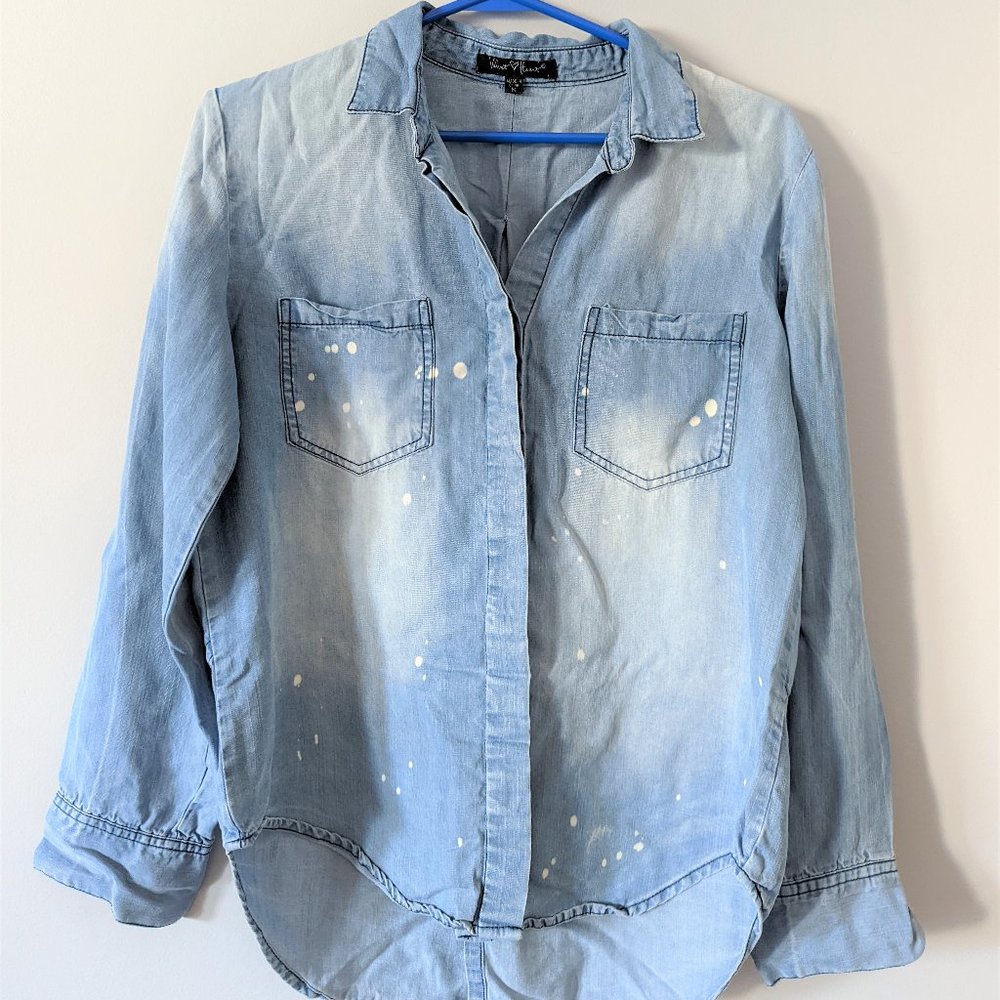 Jean / Denim roll sleeve button up shirt